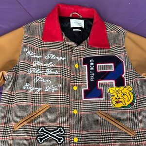 Women's Varsity Jacket - Red, Tan, Black